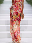 Adélia | Vestido maxi floral com decote halter