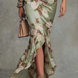 Soraia | Vestido Midi Floral com Saia Assimétrica