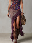 Luna | Vestido maxi estampado com abertura