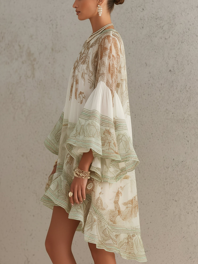Susana | Vestido mini com mangas em folho