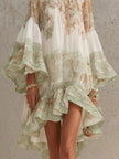 Rosalie | Vestido curto floral com folhos verdes