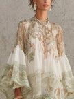 Rosalie | Vestido curto floral com folhos verdes