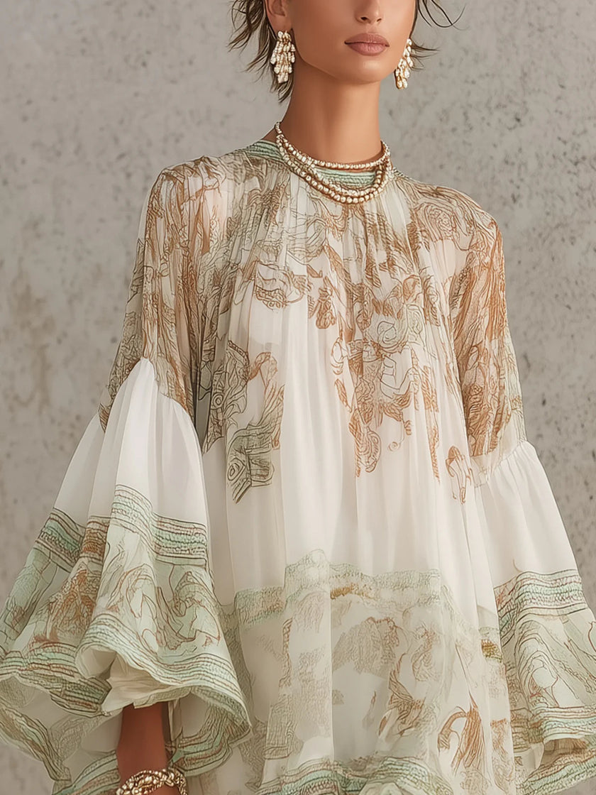 Rosalie | Vestido curto floral com folhos verdes