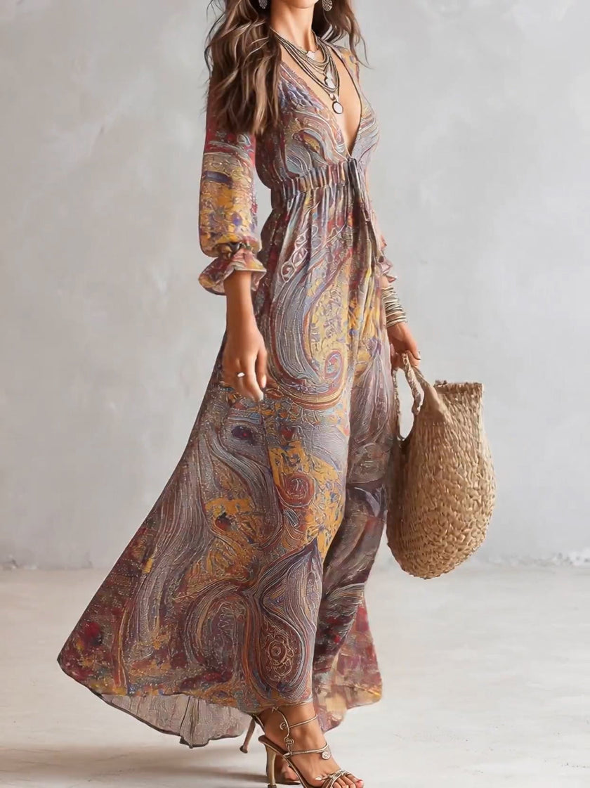 Cássia | Vestido maxi com estampado paisley