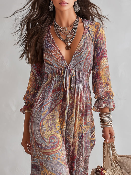 Cássia | Vestido maxi com estampado paisley