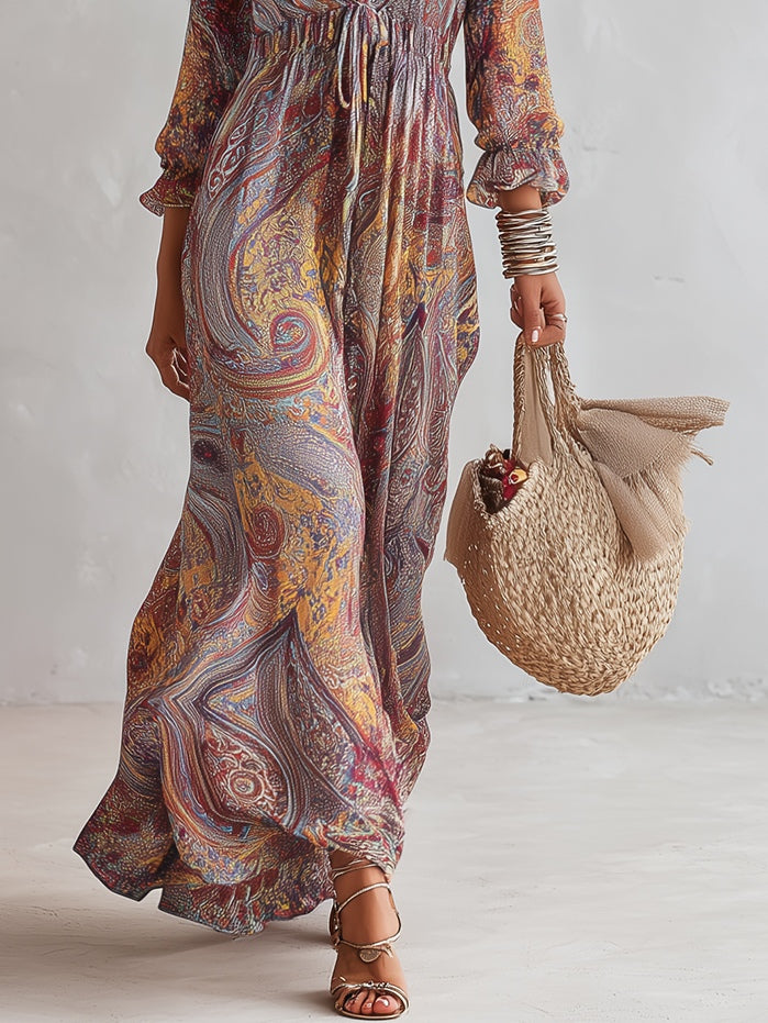 Cássia | Vestido maxi com estampado paisley
