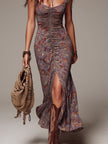 Célia | Vestido maxi floral plissado