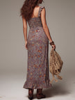 Célia | Vestido maxi floral plissado