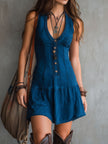 Rute | Vestido mini índigo com botões