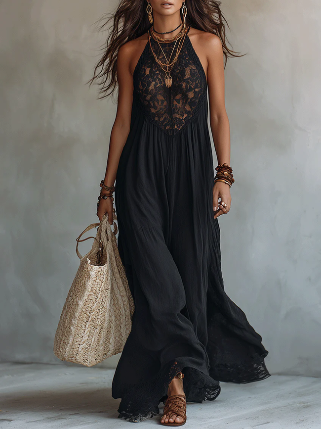 Fabiana | Vestido maxi boho com renda