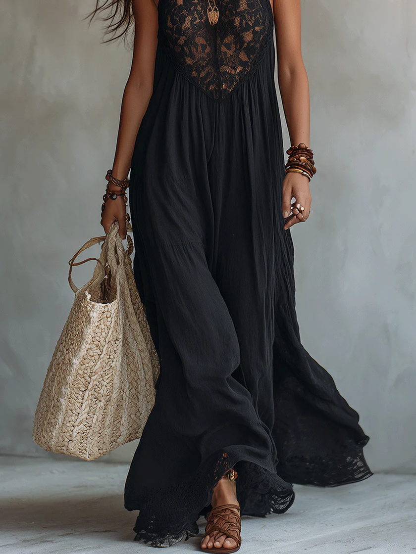 Fabiana | Vestido maxi boho com renda