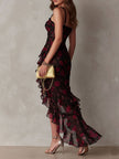 Patrícia | Vestido floral com folho assimétrico