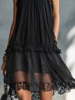 Pauline | Vestido curto preto com renda e folhos