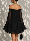Océane | Vestido curto preto de ombros descobertos