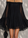 Océane | Vestido curto preto de ombros descobertos