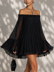 Océane | Vestido curto preto de ombros descobertos