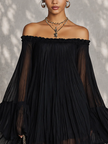 Océane | Vestido curto preto de ombros descobertos