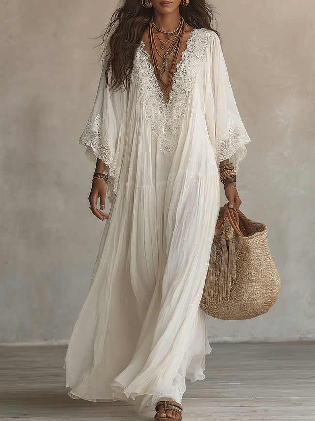 Bianca | Vestido maxi romântico com renda