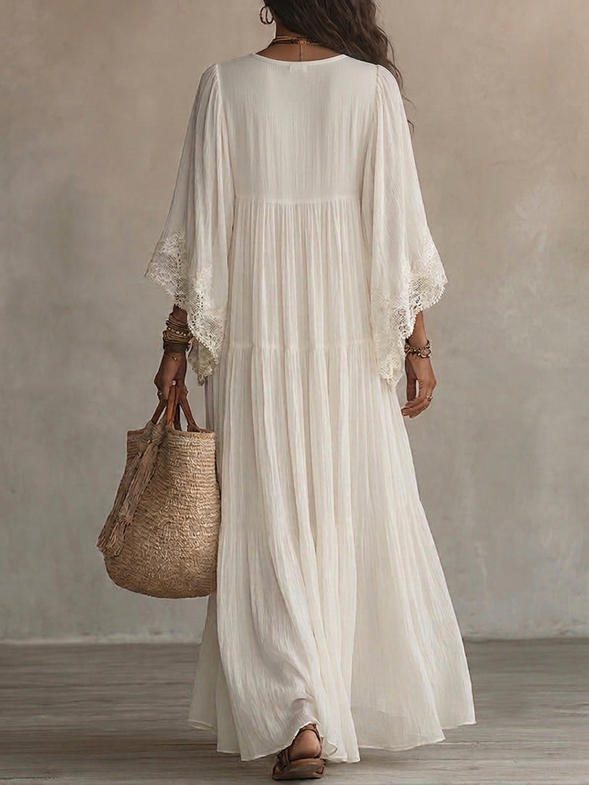 Bianca | Vestido maxi romântico com renda