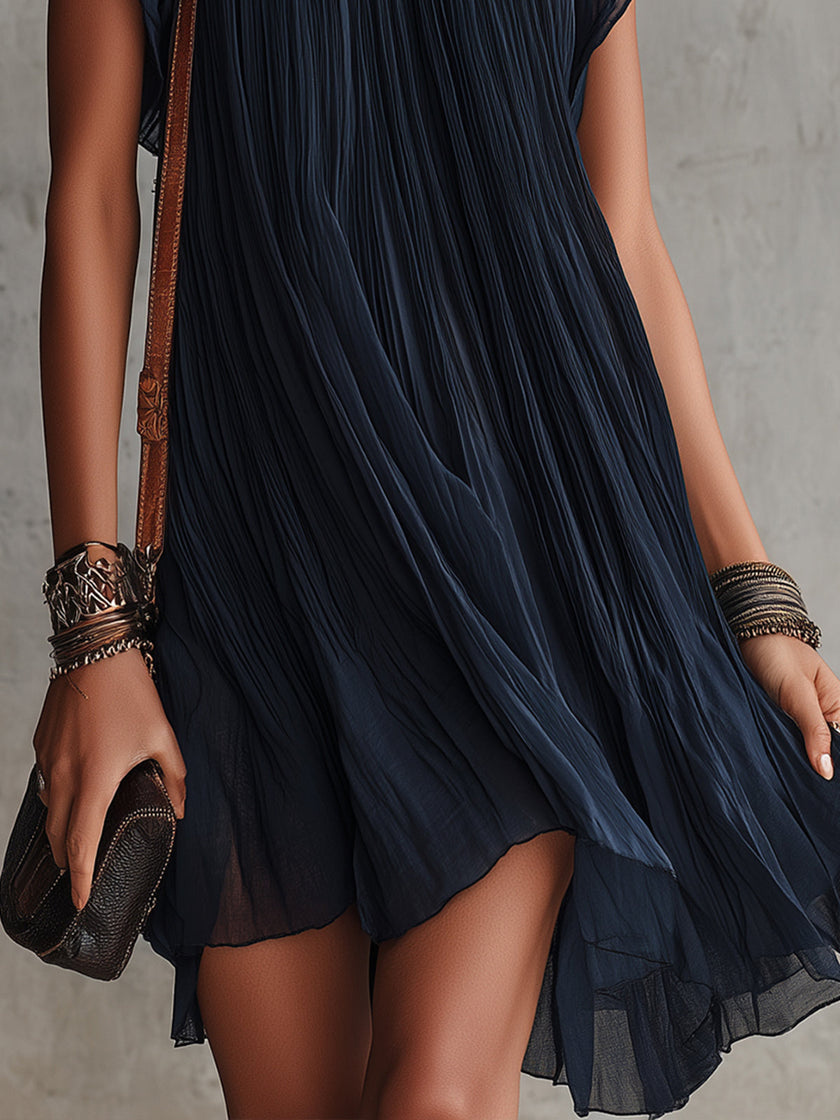 Apolline | Vestido curto azul com bordado floral