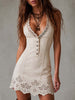 Gabrielle | Vestido curto marfim com renda vazada