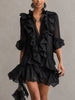 Anaïs | Vestido curto preto com folhos