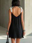 Noémie | Vestido curto preto com alças florais