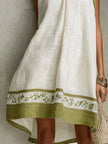 Agathe | Vestido curto branco e verde de corte trapézio
