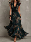 Viola | Vestido maxi floral em camadas