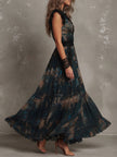 Viola | Vestido maxi floral em camadas