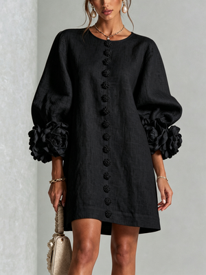Alina | Vestido mini com punhos florais