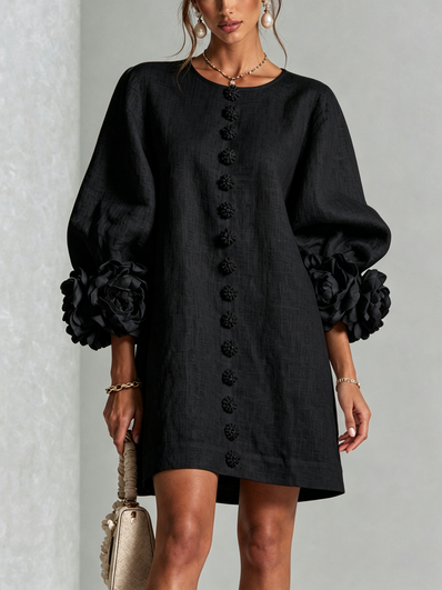 Alina | Vestido mini com punhos florais