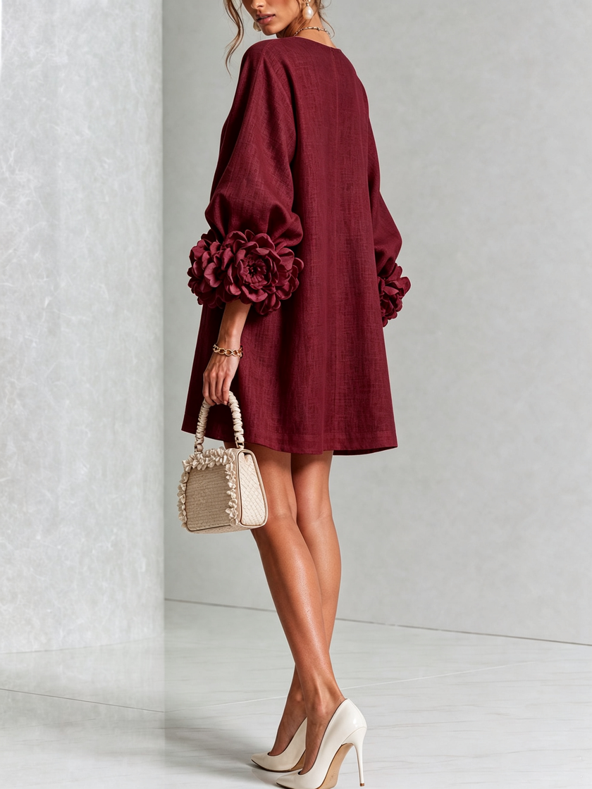 Alina | Vestido mini com punhos florais