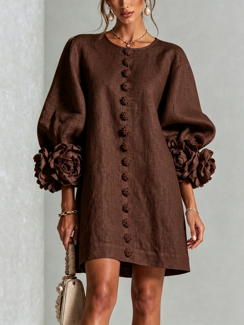 Alina | Vestido mini com punhos florais