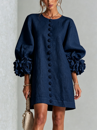 Alina | Vestido mini com punhos florais