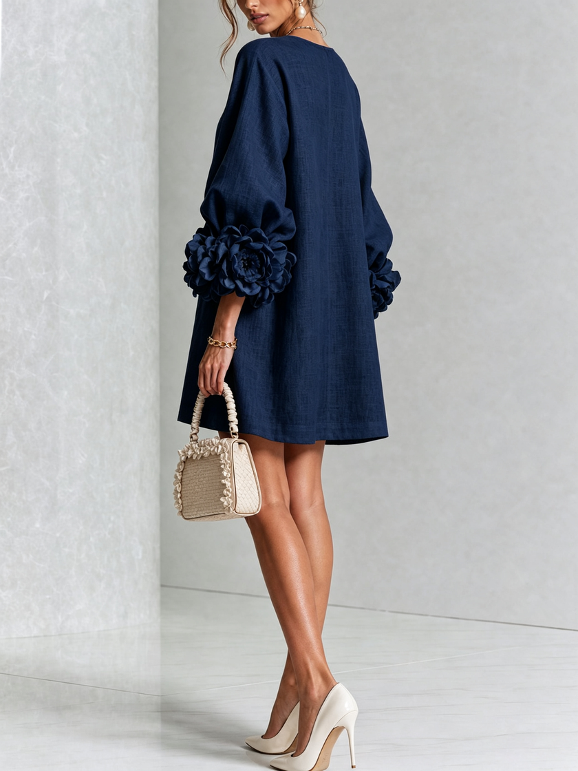 Alina | Vestido mini com punhos florais