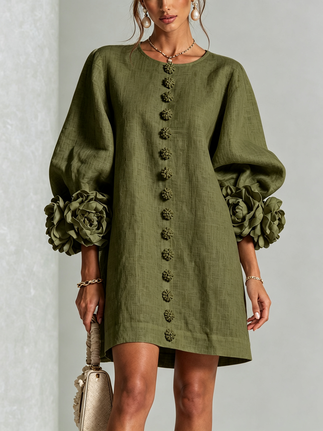 Alina | Vestido mini com punhos florais