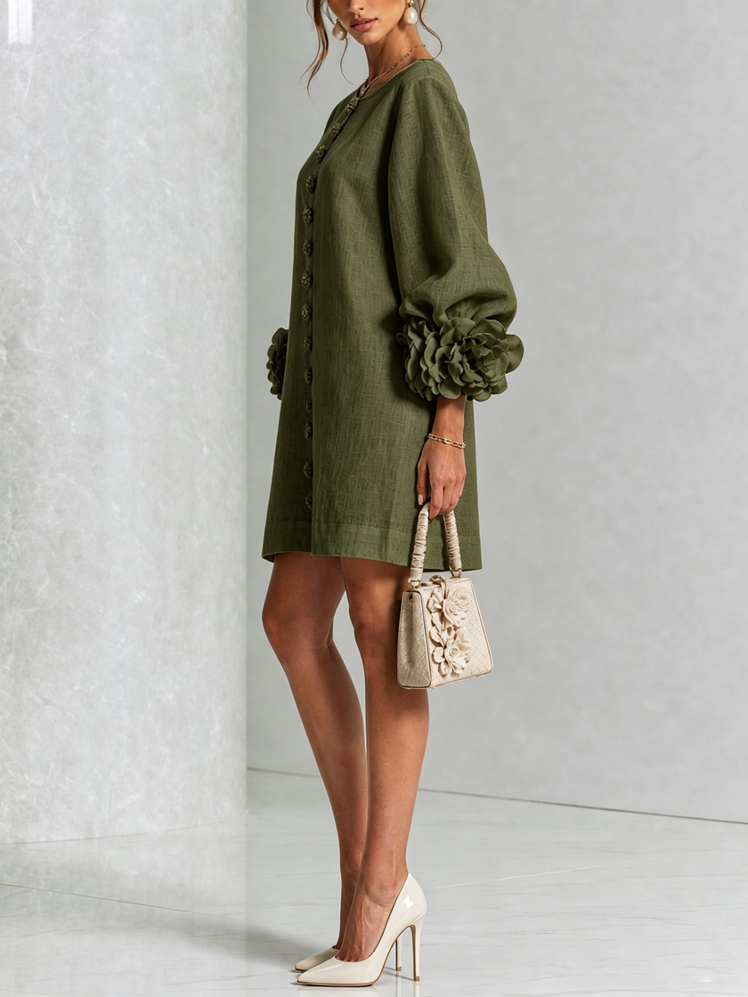 Alina | Vestido mini com punhos florais