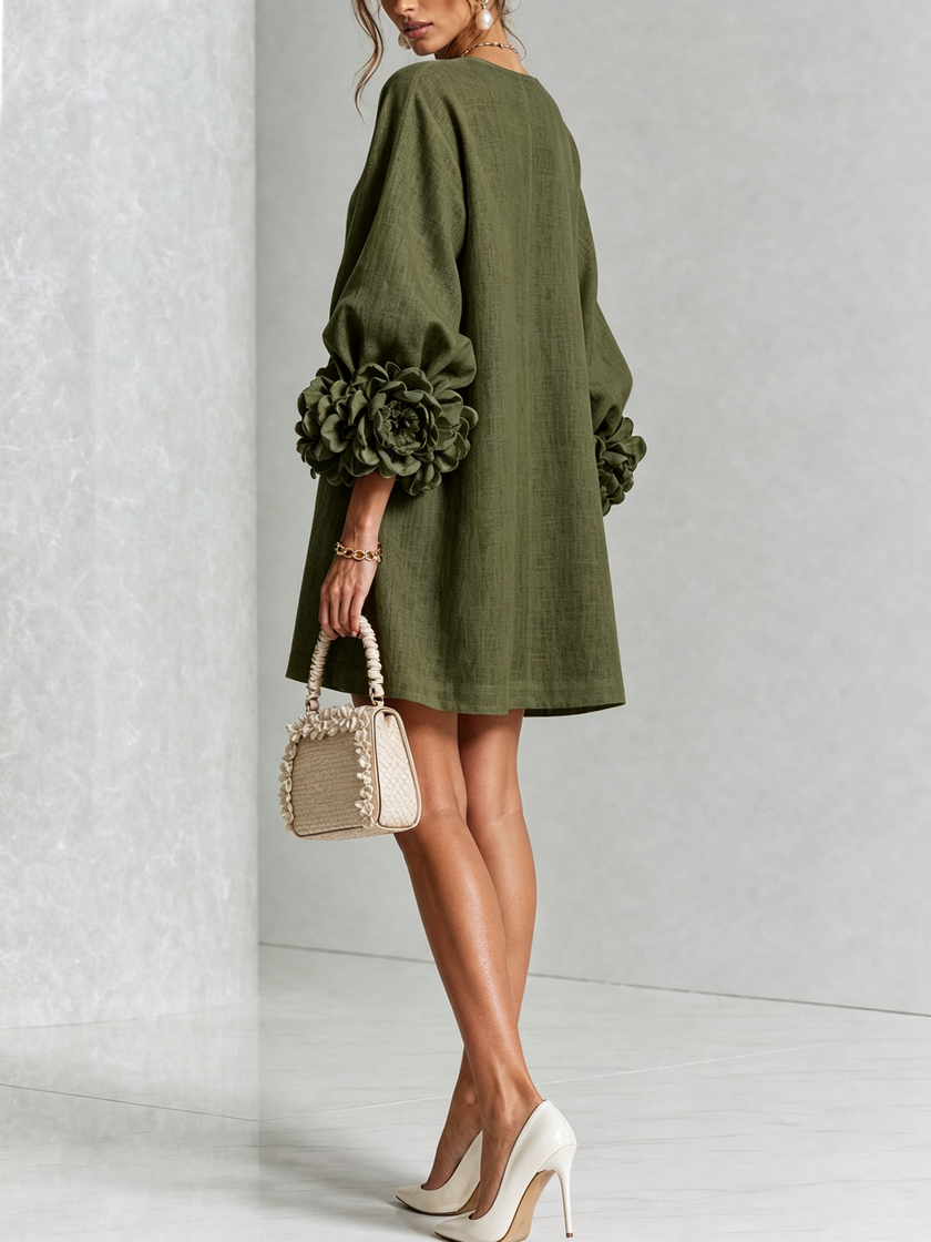 Alina | Vestido mini com punhos florais