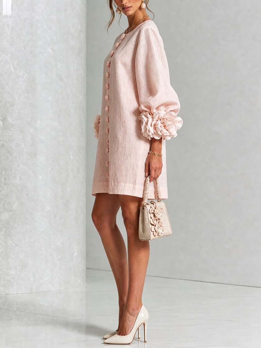 Alina | Vestido mini com punhos florais