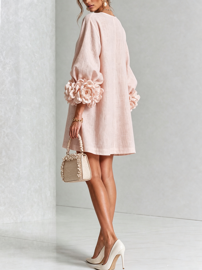 Alina | Vestido mini com punhos florais