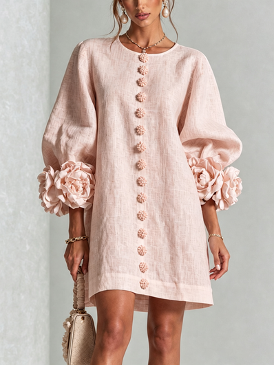 Alina | Vestido mini com punhos florais