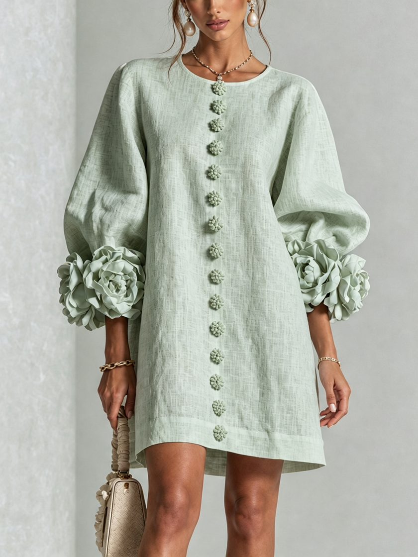 Alina | Vestido mini com punhos florais