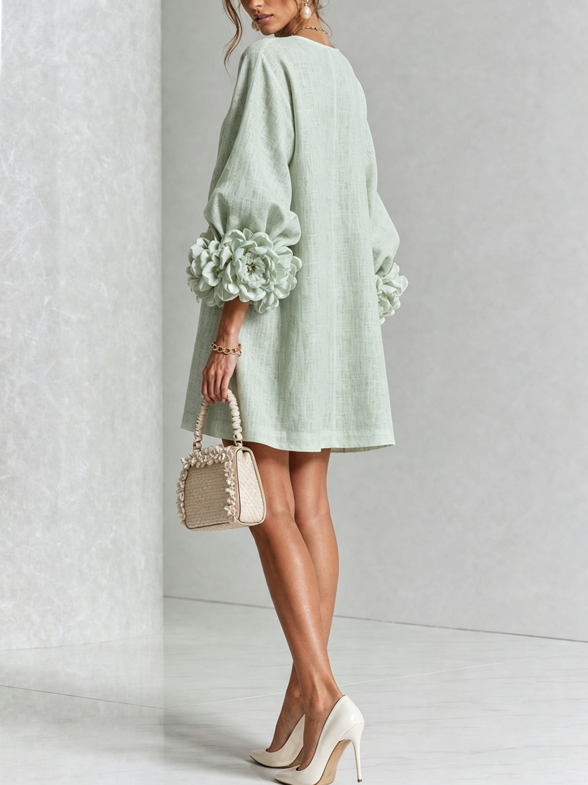 Alina | Vestido mini com punhos florais