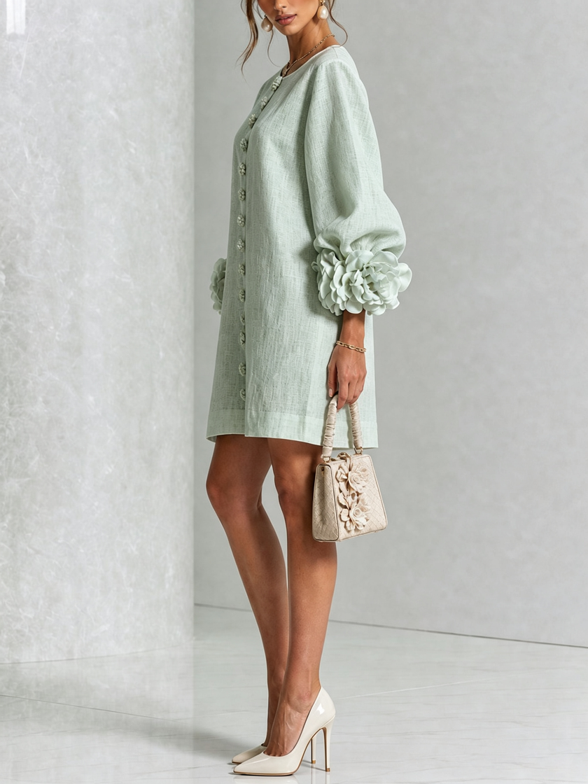 Alina | Vestido mini com punhos florais
