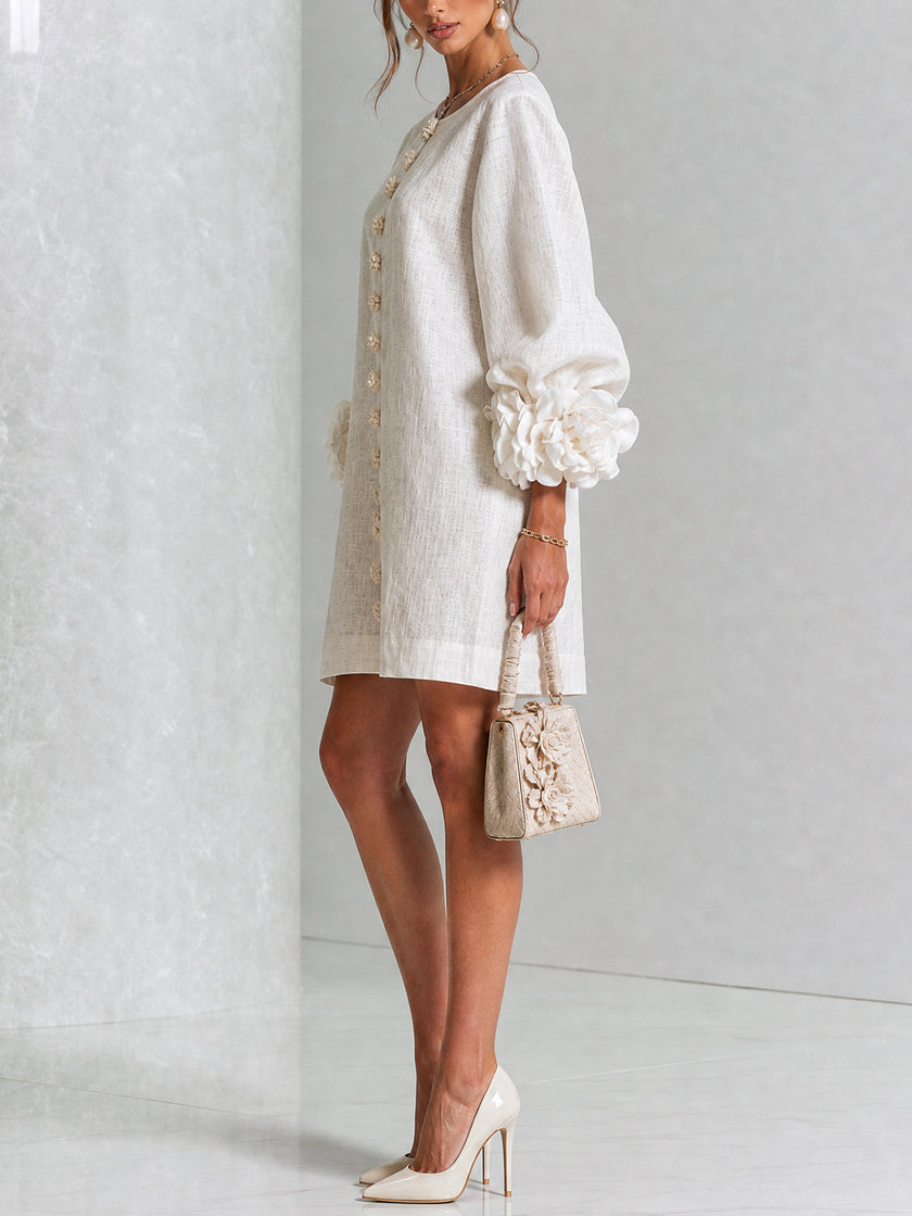 Alina | Vestido mini com punhos florais