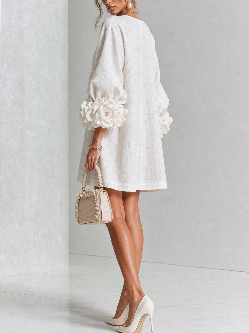 Alina | Vestido mini com punhos florais