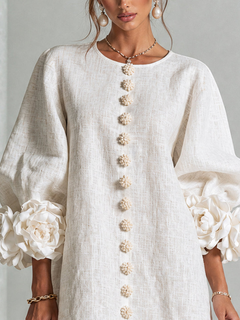 Alina | Vestido mini com punhos florais
