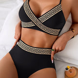 Biquíni Safira Preto com Detalhe Dourado