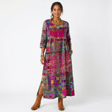 Vestido midi Amália artístico e fluido
